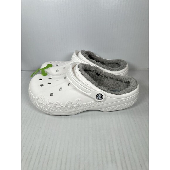 Size M10/W12 Crocs Baya Lined Clog Slip On White/Grey 205969-11H NEW - Picture 3 of 7